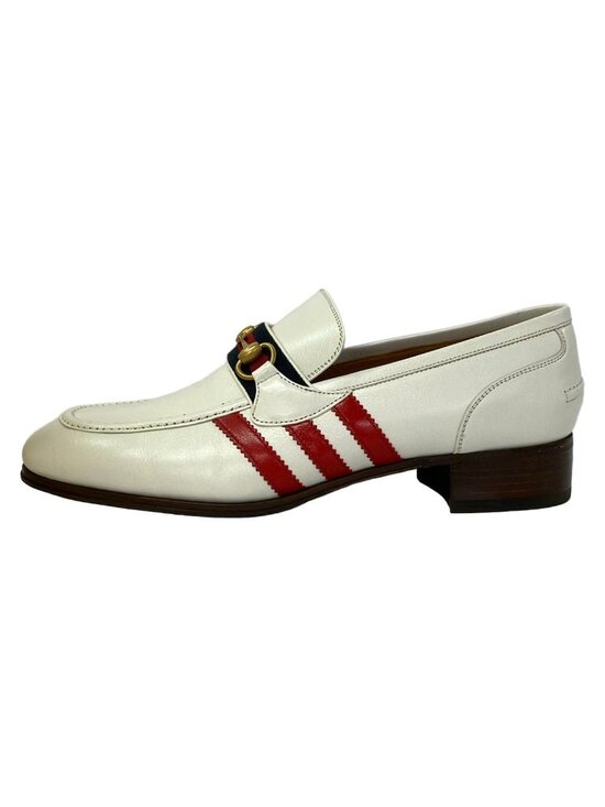 Gucci Loafers 10 3 Stripe Horsebit Ivory Red Multi Leather